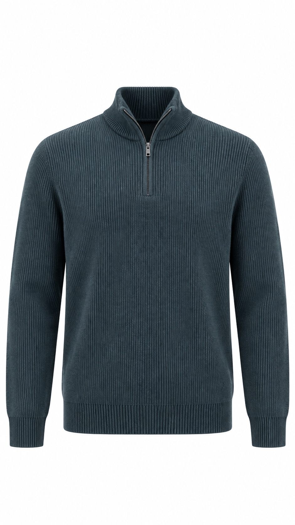 Marks & Spencer Mens Ribbed Henley Long sleeved Jumper in Cedar