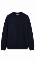 Marks & Spencer Mens Ribbed Crew Long sleeved Jumper in Dark Navy