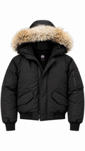 Canada Goose Chilliwack Men’s Black Hooded Fur Trim Bomber Jacket Zip - Authenticity Guaranteed