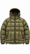 C.P. Company Men's Green Hooded Quilted Nylon Puffer Jacket