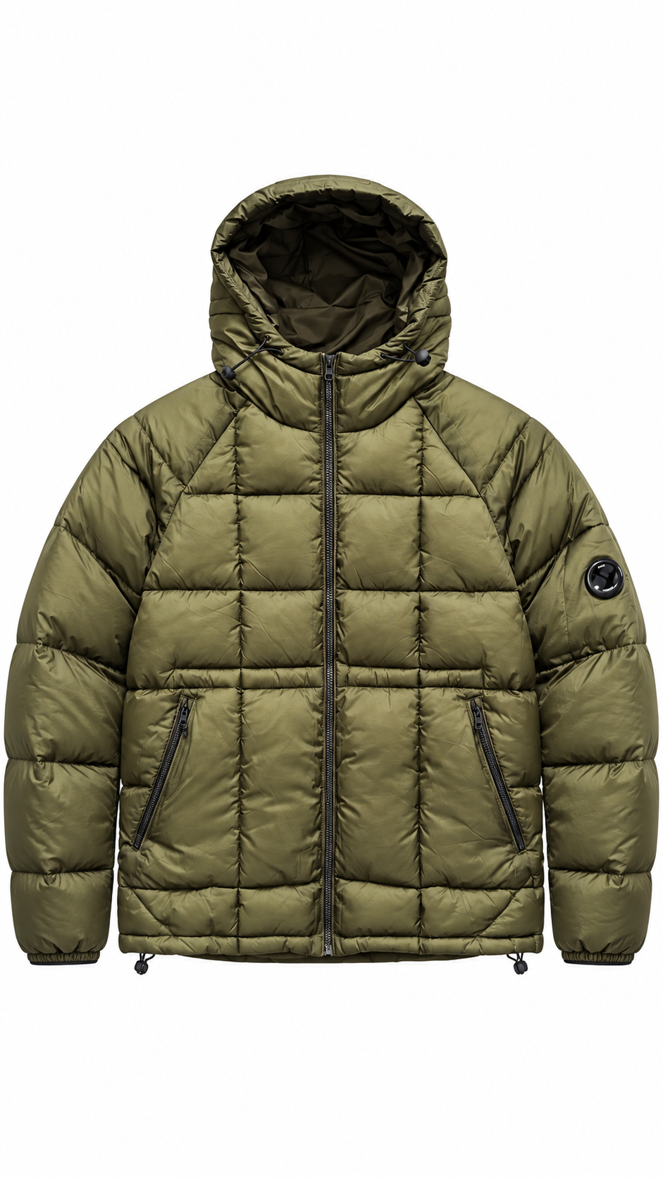 C.P. Company Men's Green Hooded Quilted Nylon Puffer Jacket