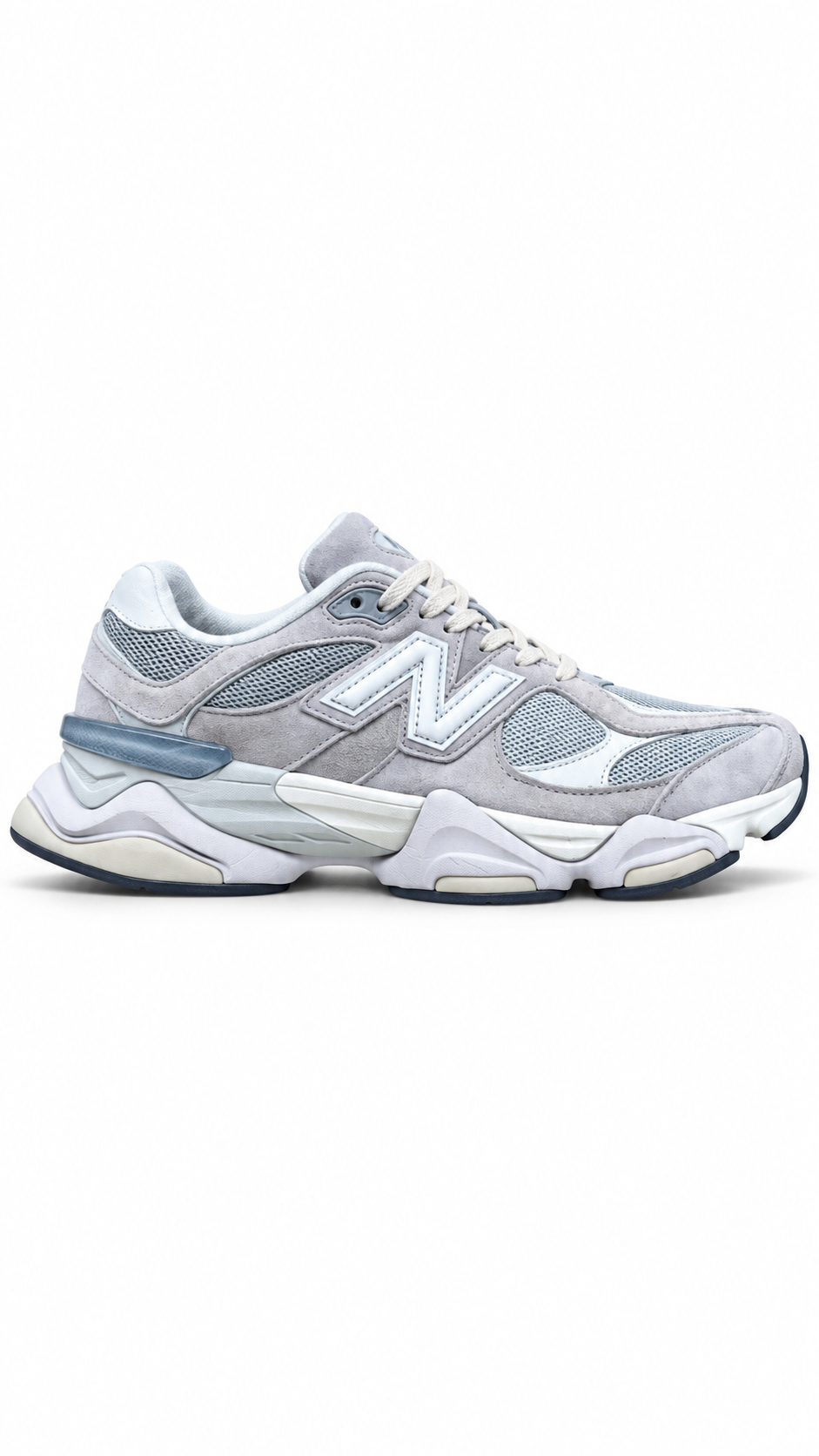 New Balance 9060 Grey/White Low Top Lace-Up Trainers - Authenticity Guaranteed
