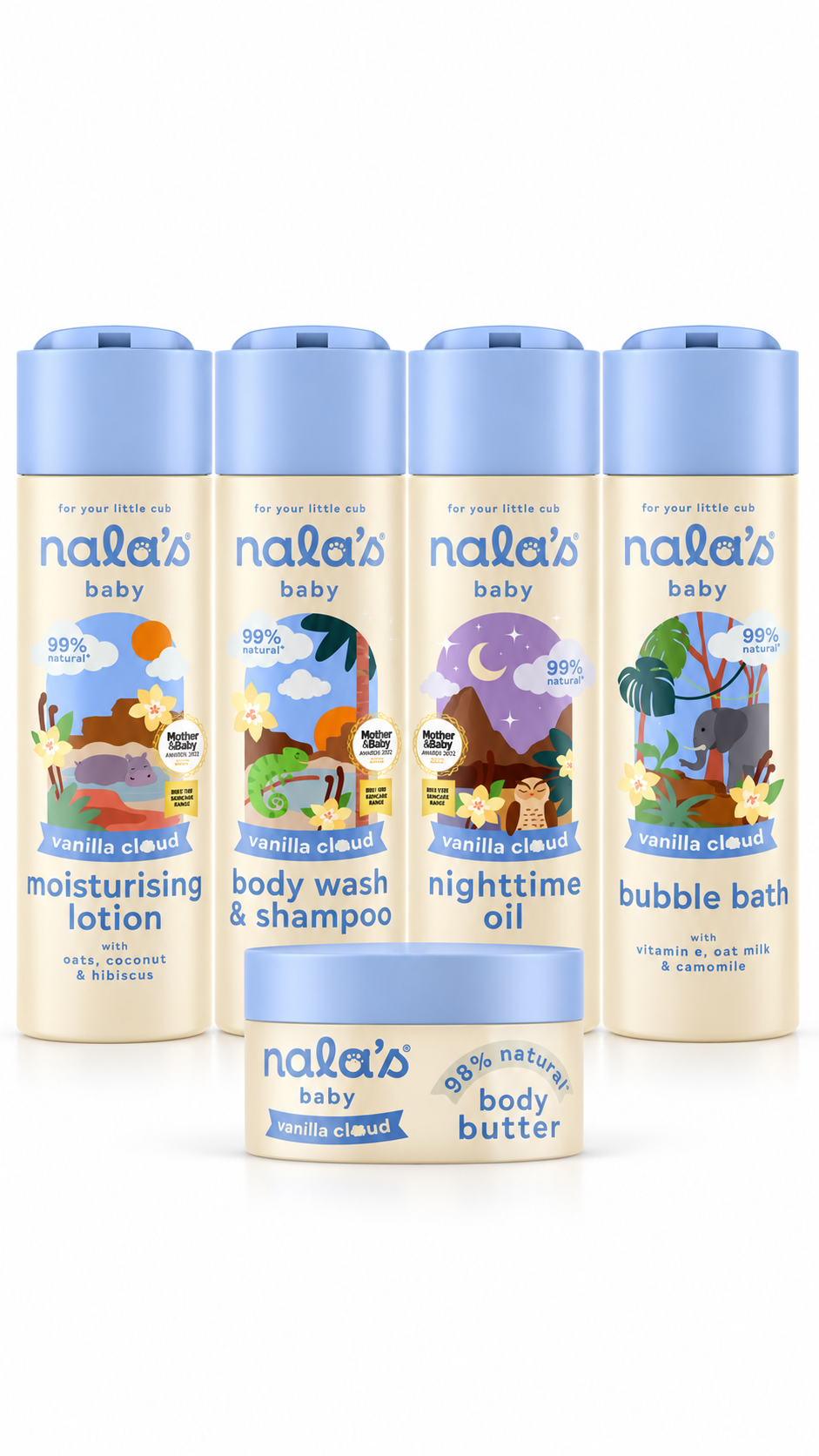 Nala's Baby Vanilla Cloud Complete Bundle Full Vanilla Cloud Range of Body Wash