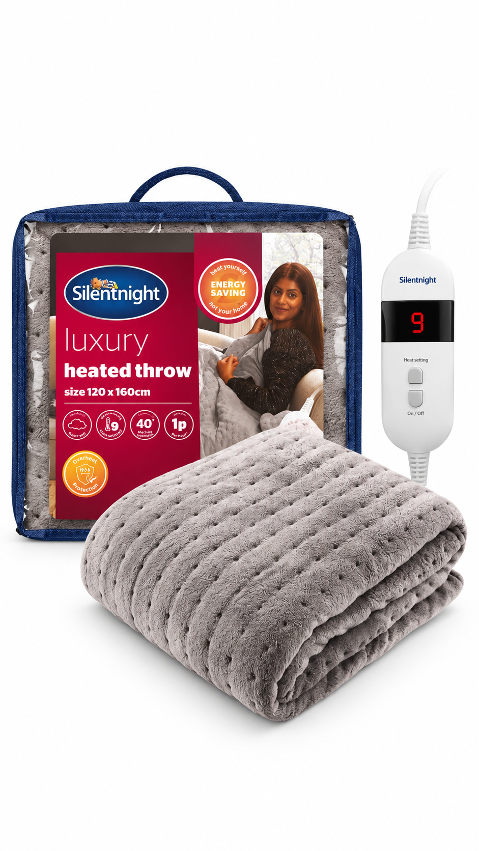 Silentnight Heated Throw Electric Over Blanket Soft Fleece Comfort Control Sofa