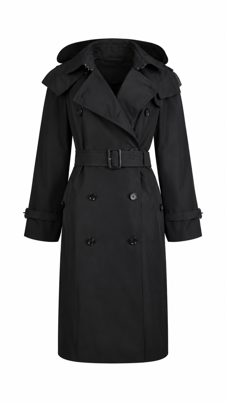 Burberry Women's Amberford Trench Coat Black - Authenticity Guaranteed
