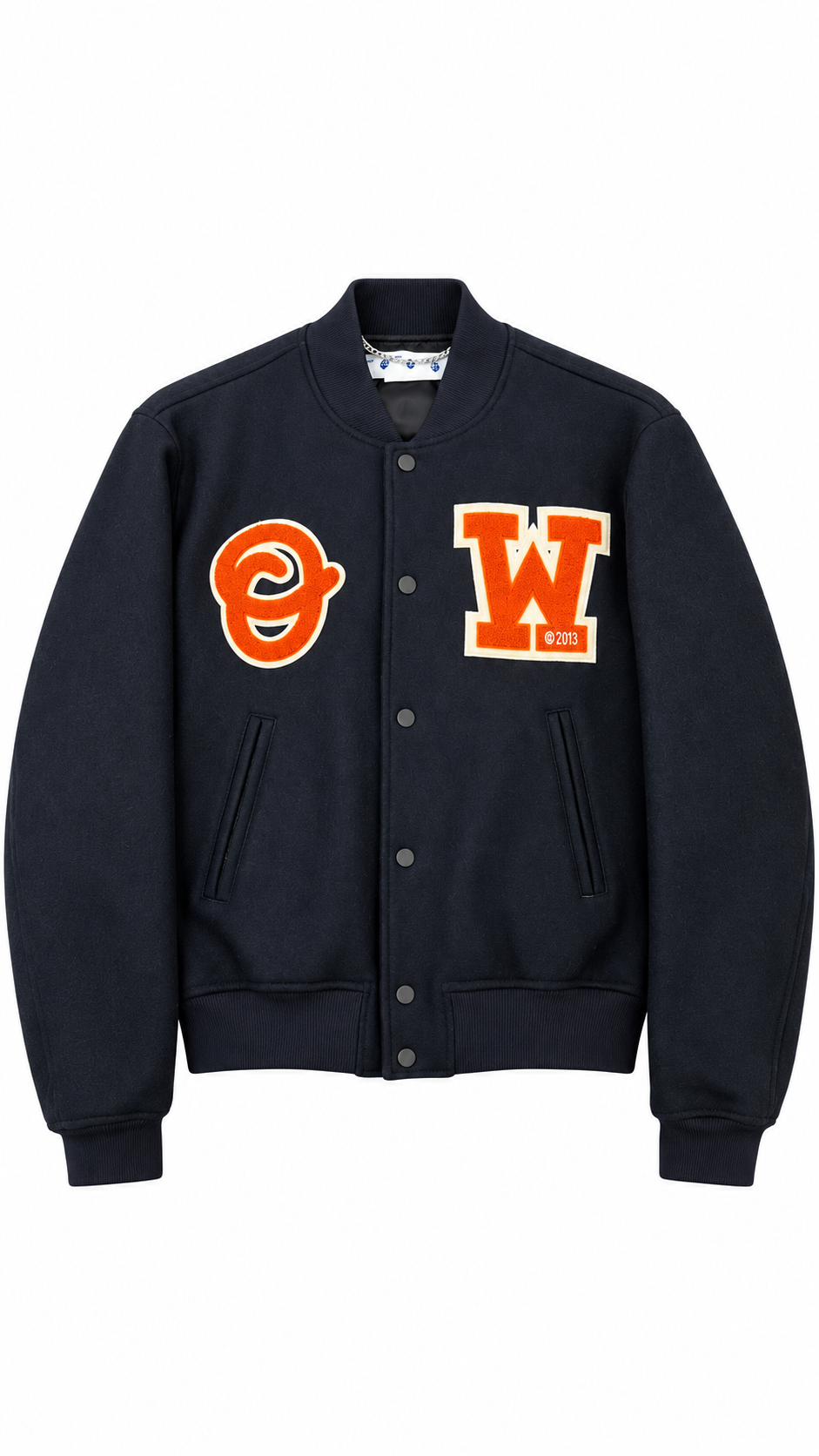 Off-White Men's logo patch varsity Jacket Black - Authenticity Guaranteed