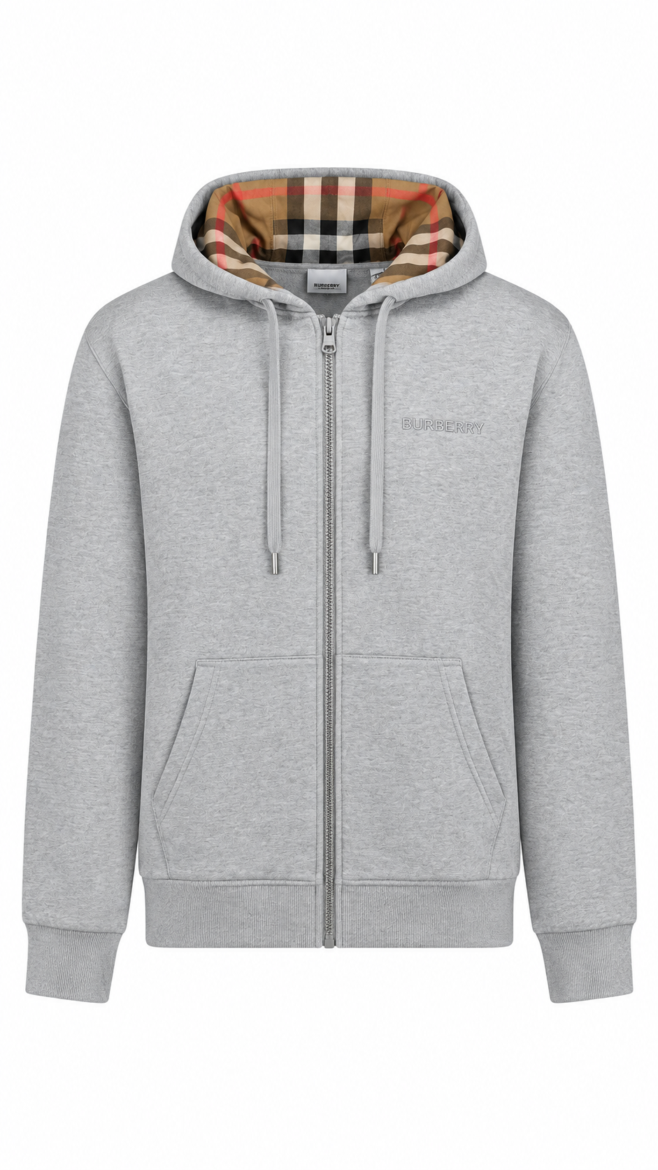 Burberry Hove Check Hoodie - Grey