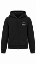 Moncler Black Logo Cotton Zip-Up Hoodie