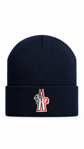 Moncler Grenoble Wool Beanie Hat Navy - Authenticity Guaranteed