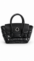 Moncler Black  Down Leather Tote Bag - Authenticity Guaranteed