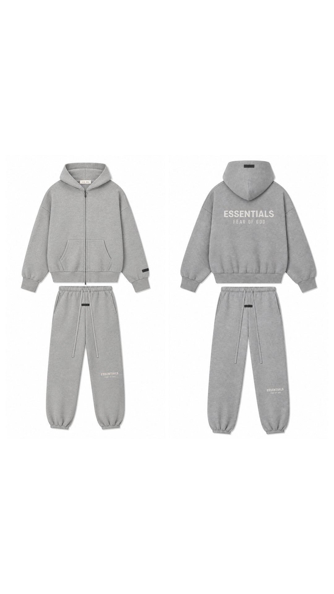 Fear Of God Essentials ‘Concrete Heather’ Metalic Zip-Up Tracksuit (FW25)