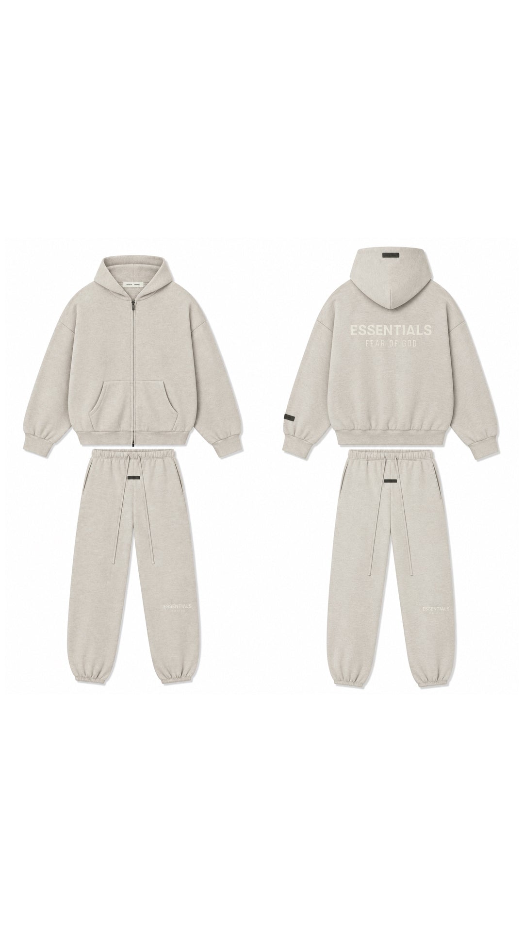 Fear Of God Essentials ‘Heather Stone’ Metalic Zip-Up Tracksuit (FW25)