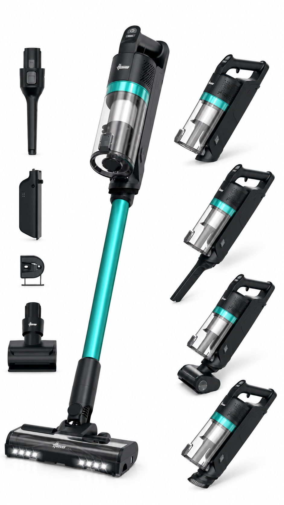 Hoover HF1M10P Cordless Stick Vacuum Cleaner Rechargeable 14.8v 0.7L Turquoise