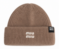 Miu Miu Women’s Brown Ribbed Wool Knit Beanie Hat