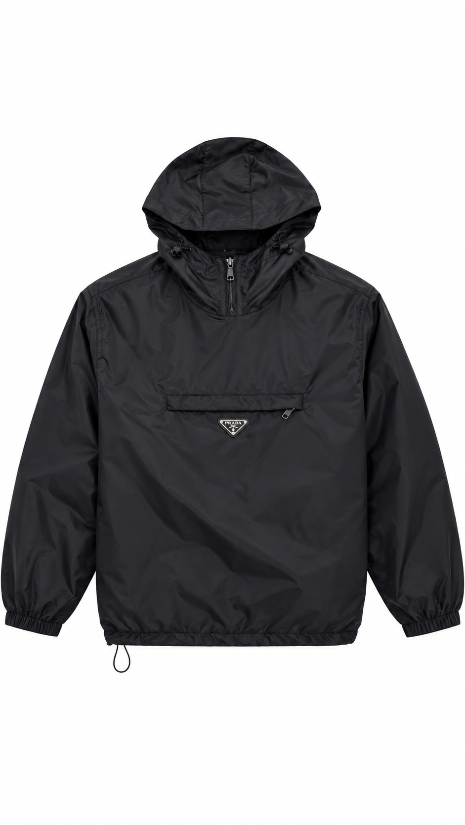 Prada Men's Plaque Logo Windbreaker Black - Authenticity Guaranteed