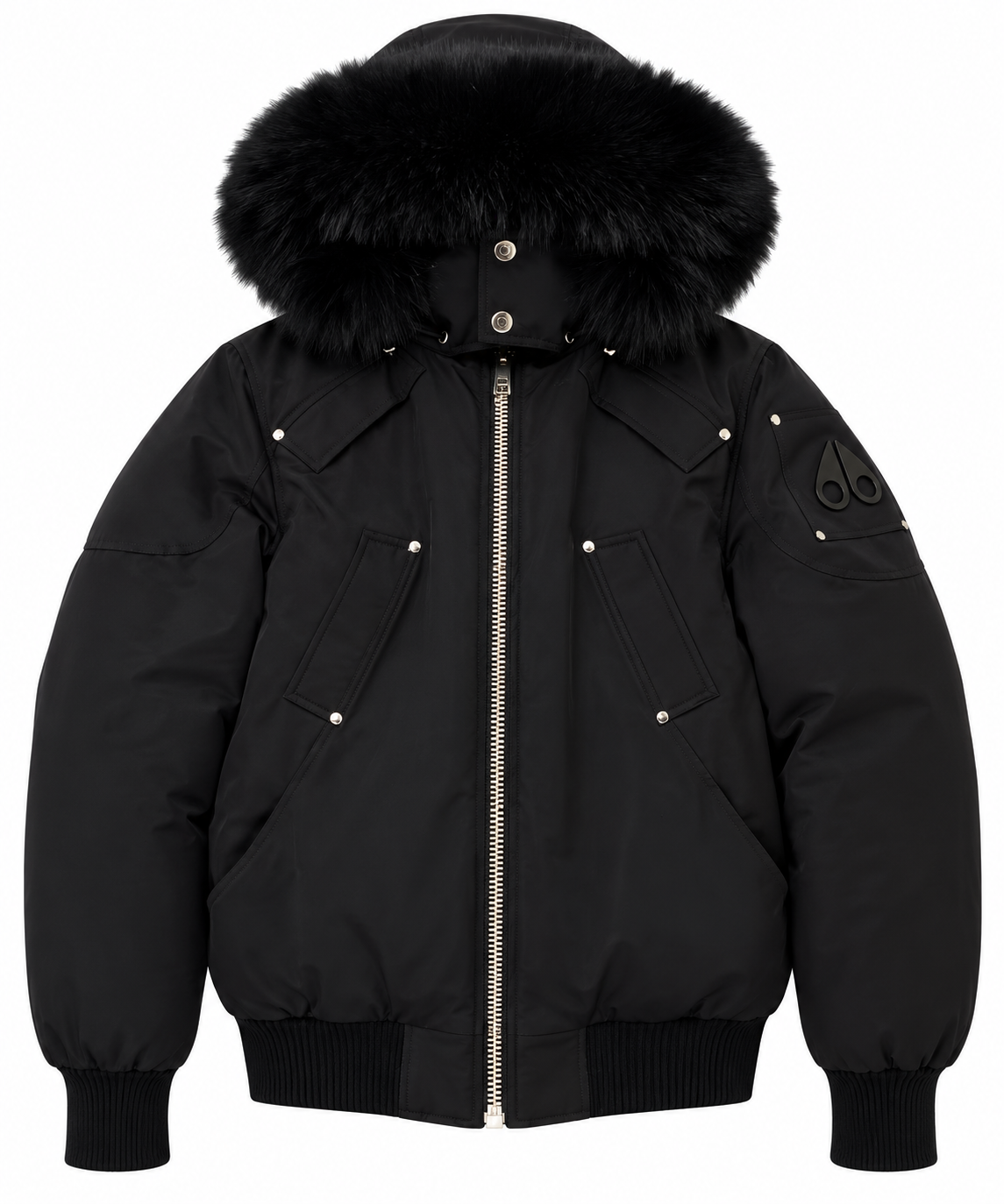 Moose Knuckles Men's Ballistic Bomber Down Jacket Black - Authenticity Guaranteed