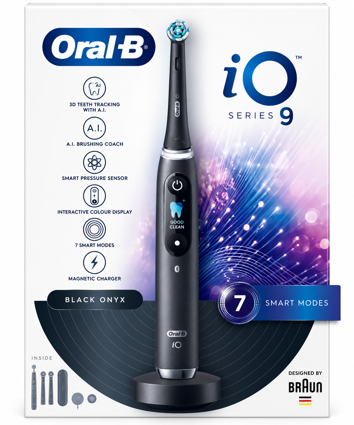 Oral-B iO9 Black Onyx Electric Toothbrush Rechargeable with Advanced AI + 1