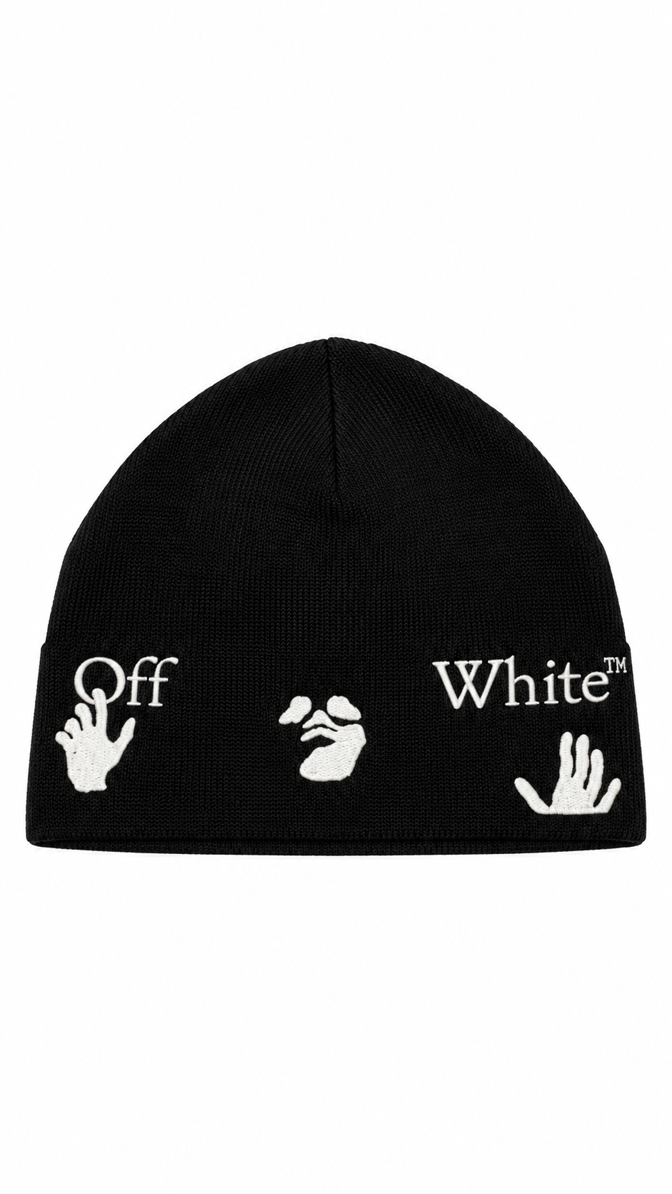 Off-White Black Knit Beanie Hat Graphic Print - Authenticity Guaranteed