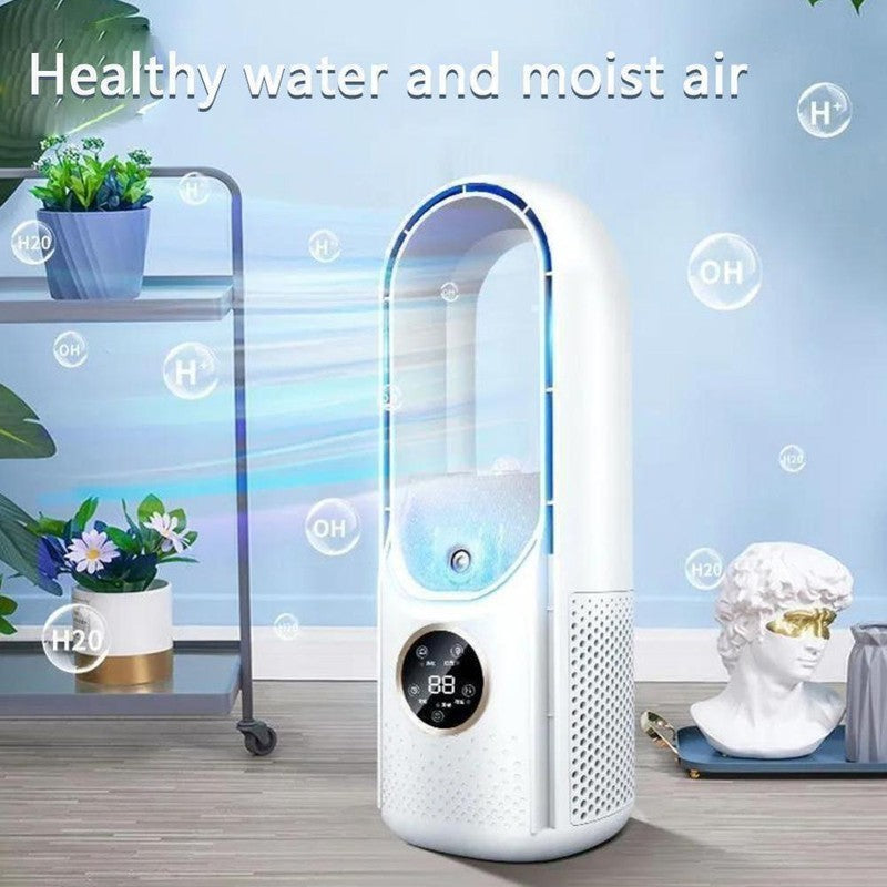 Air 6 Speed Silent Timer Air Conditioner Cooler Leafless Electric Fan W/ Light - New🏴