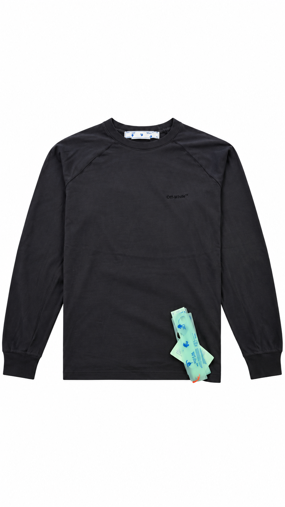 Off-White Men's Logo Print Long Sleeve T-Shirt Charcoal - Authenticity Guaranteed