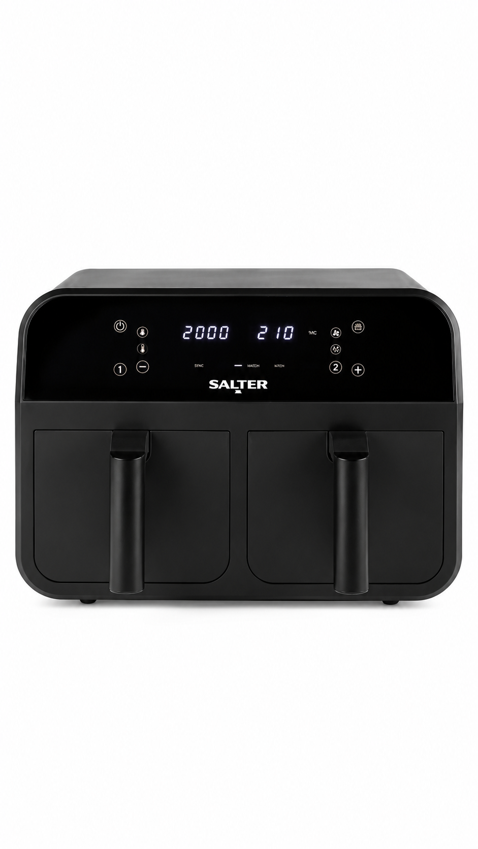 Salter Dual Air Fryer 7.4L Non-Stick Double Drawer LED Display Family Size