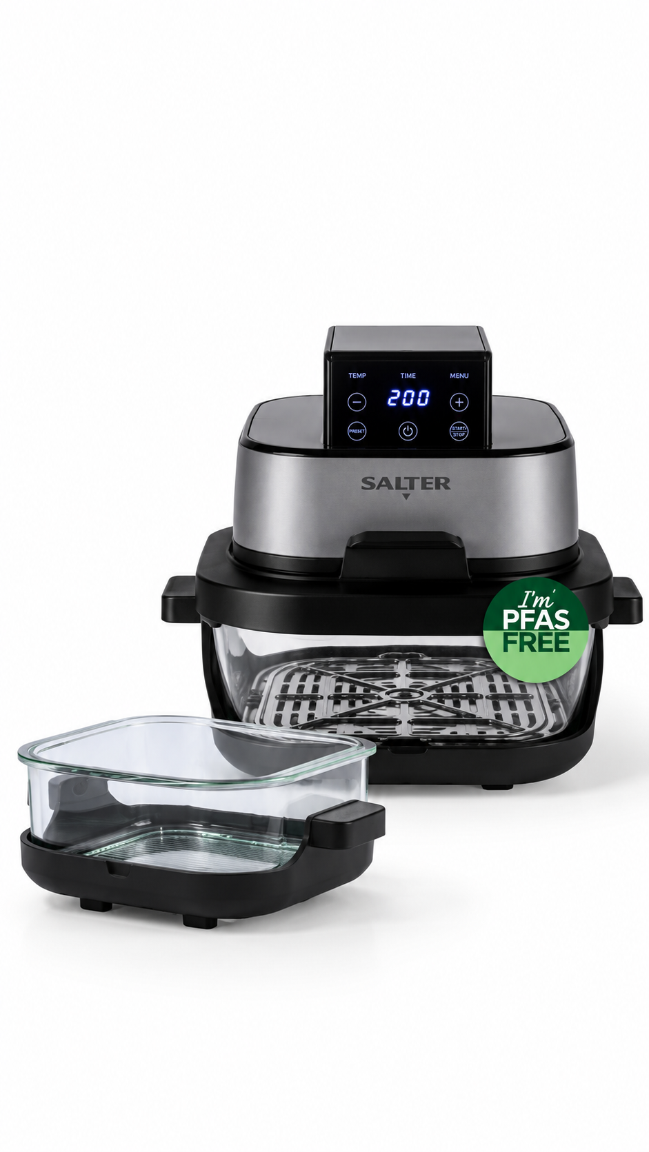 Salter Crisp & Go Portable Air Fryer - Interchangeable, Batch Cooking, 4 Presets