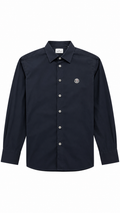 Burberry Men's Plaque Logo Long Sleeve Shirt Navy - Authenticity Guaranteed