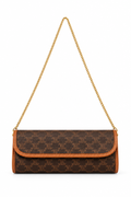 Vintage Celine Macadam Canvas Leather Clutch Shoulder Bag Brown - Authenticity Guaranteed