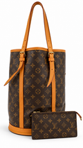 LOUIS VUITTON Bucket GM Monogram Canvas Brown Shoulder Bucket Bag - Authenticity Guaranteed