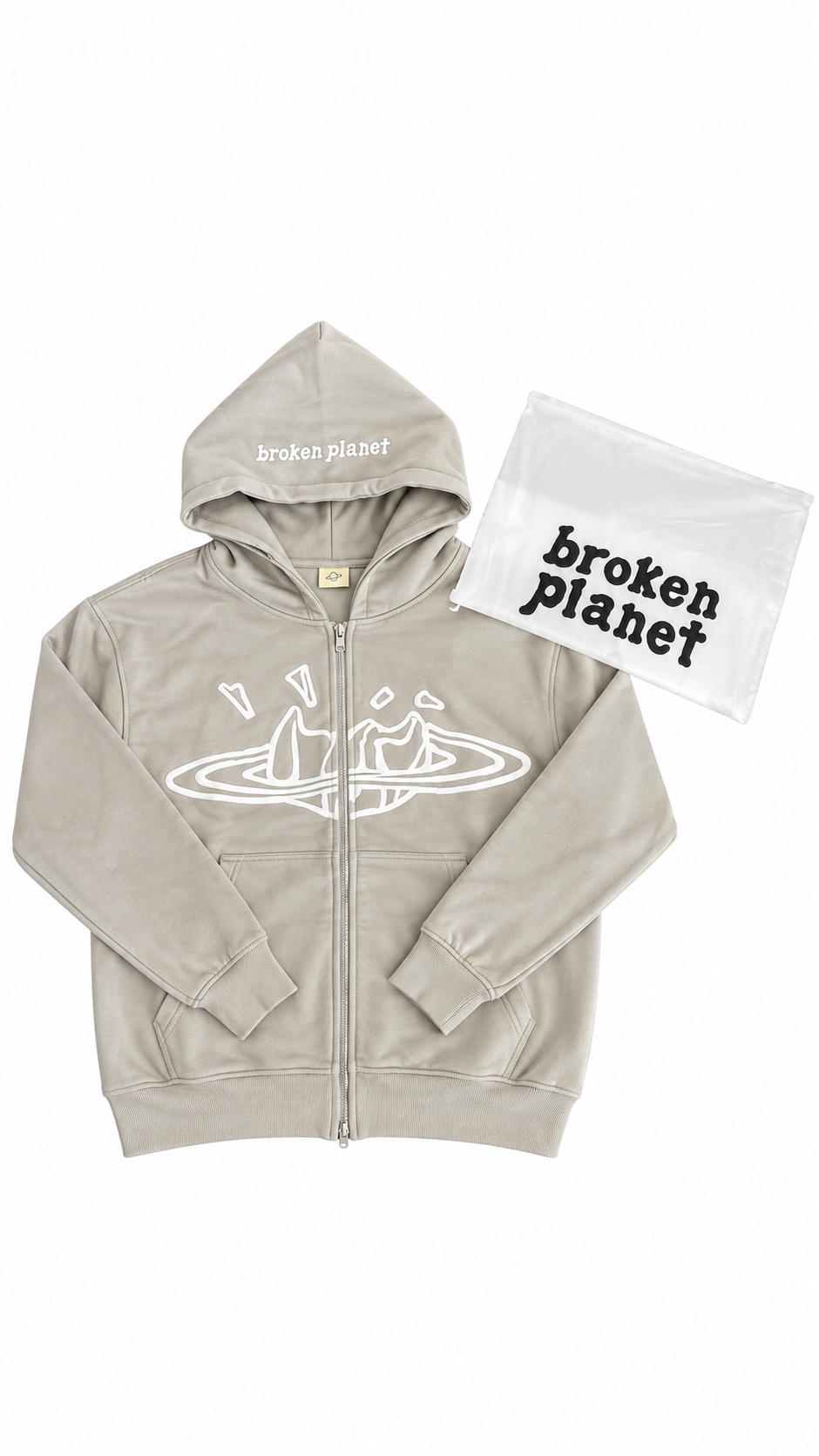 Broken Planet Zip-Up Hoodie Heather Grey | Authenticity Guaranteed