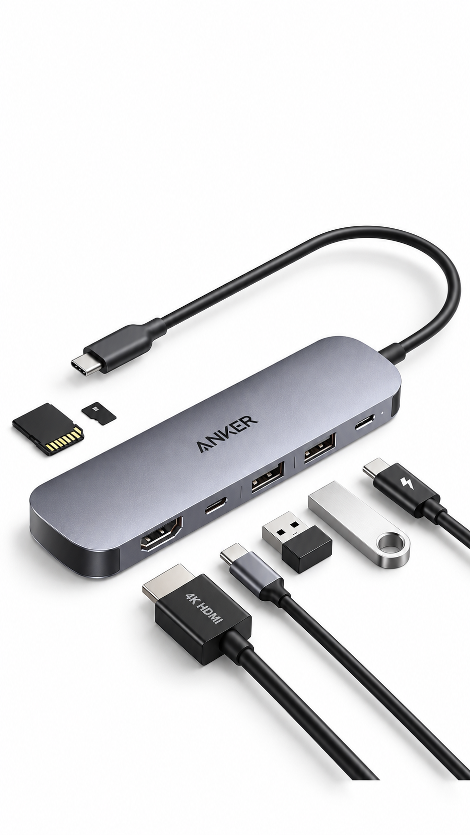 Anker USB C Hub 7-in-1 Multi-Port USB Adapter for Laptops 4K HDMI 100W SD Card