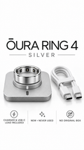 Oura Ring 4 Silver Size 14 Activity Tracker Bluetooth, charging dock & USB Cable