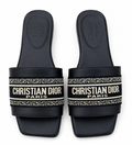 Dior Dway Slide-Black /Gold Embroidered -Size 5