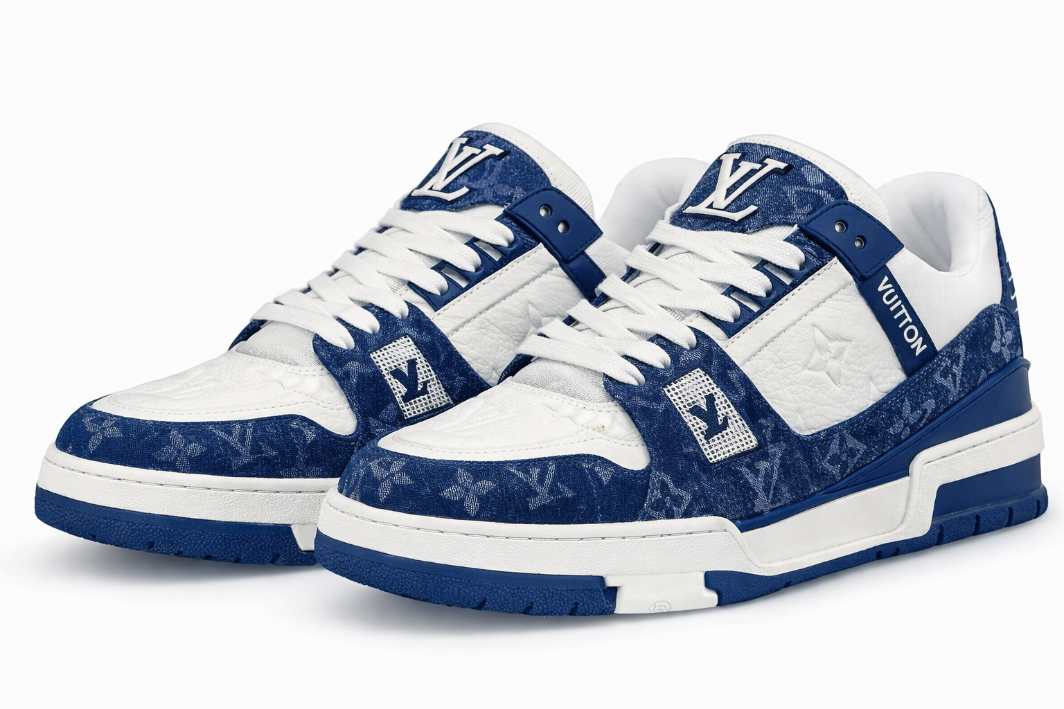 LV Trainer Blue Monogram Denim Blue Size -9