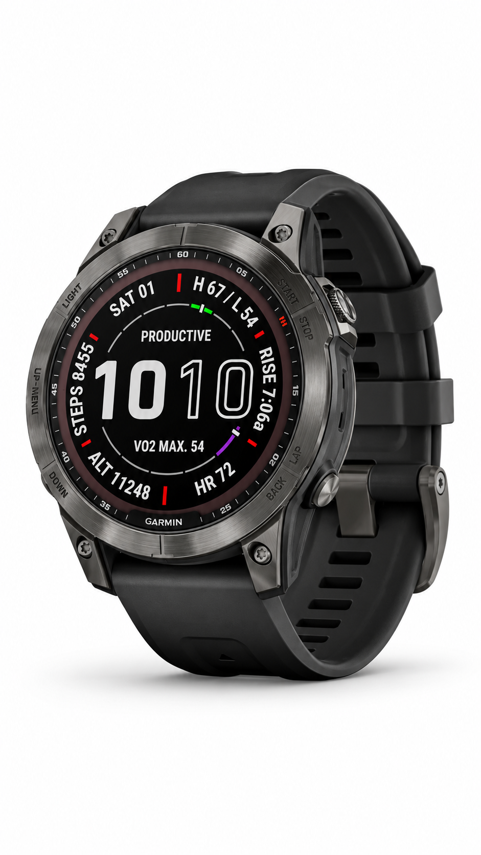 Garmin Fenix 7 Sapphire Solar, 47mm Carbon Grey Titanium, Black Band