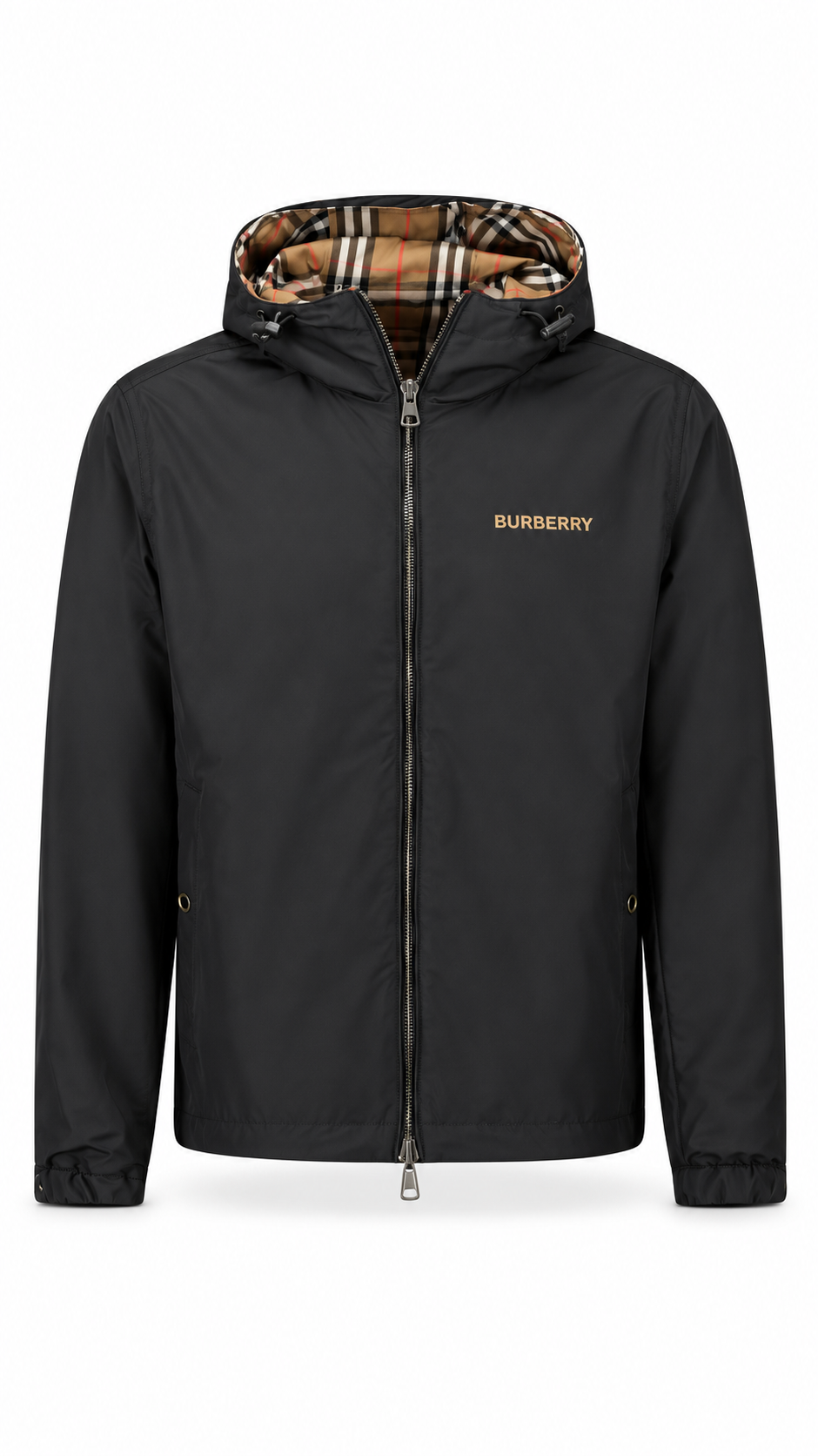 Burberry 'Stanford' Zip-Up Check Reversible Hooded Jacket Black & Check I Authenticity Guaranteed