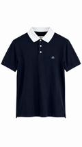 Vivienne Westwood Dark Blue Contrast Collar Polo Shirt I Authenticity Guaranteed