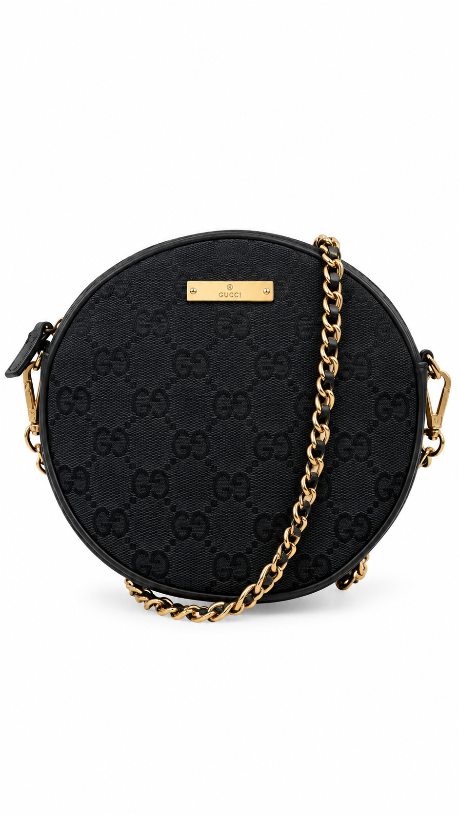 Gucci Women's GG Canvas Round Crossbody Bag Black I Authenticity Guaranteed