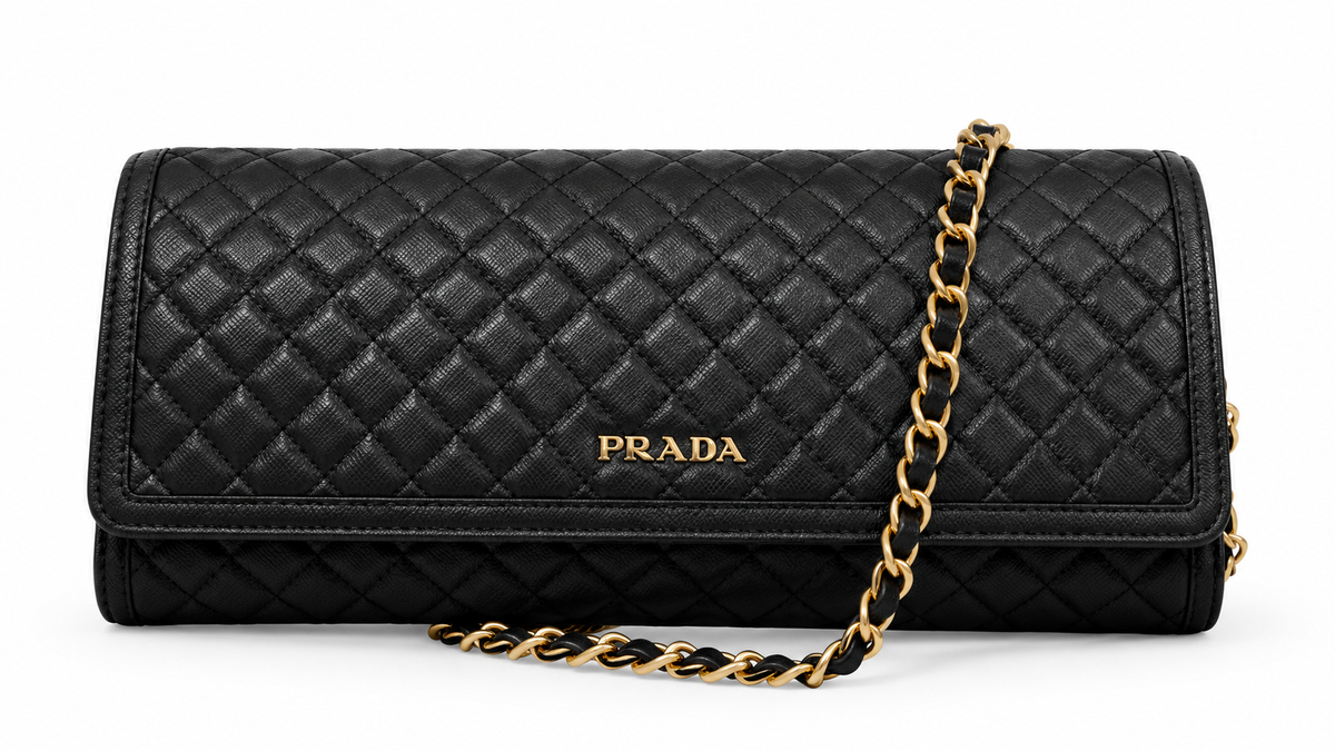 Prada Women's Quited Wallet On Chain Crossbody Bag Black I Authenticity Guaranteed