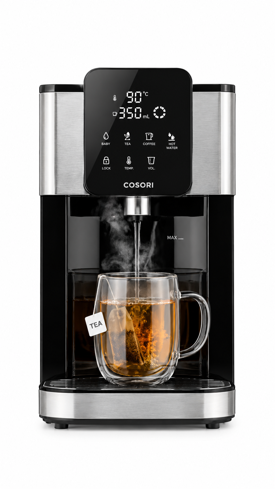 CASO Design HW 1660 Turbo Hot Water Dispenser XL 4L Black Stainless Steel