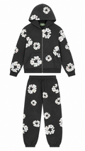 Denim Tears Rhinestone The Cotton Wreath Vintage Black Zip-Up Tracksuit