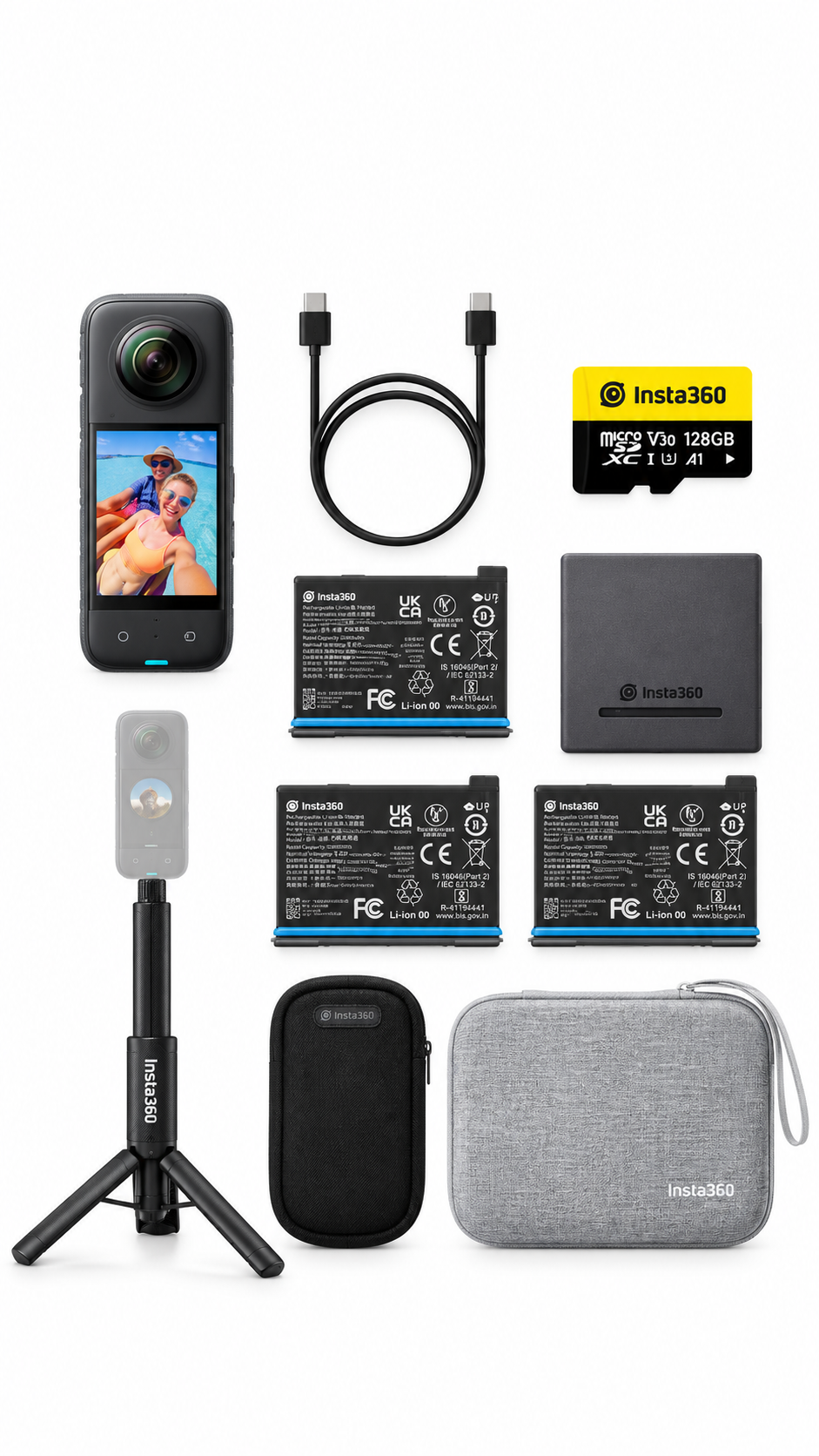 INSTA360 X3 4K Ultra HD 360 Action Camera & Accessory Bundle - Black