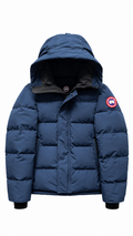 Canada Goose MacMillan Men's Blue Hooded Down Puffer Jacket Logo I Authenticity Guaranteed