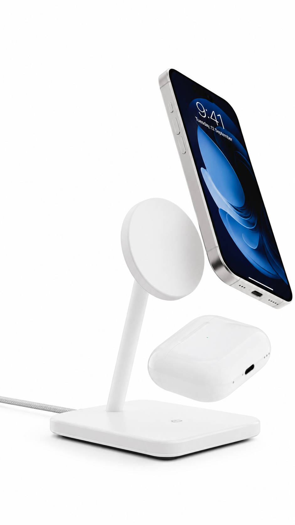 Twelve South HiRise 2 Deluxe Charging Stand for iPhone & airpods-White