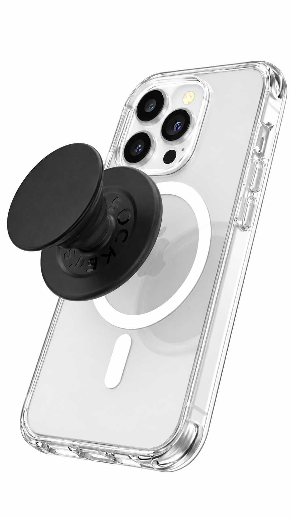 PopSockets Round Phone Grip Compatible with MagSafe,Phone Holder-Black