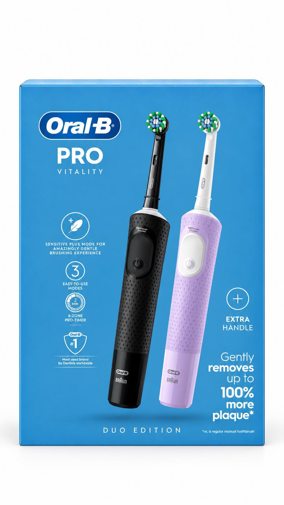 Oral-B Vitality Pro Black & Lilac Electric Toothbrush Rechargeable with Smart