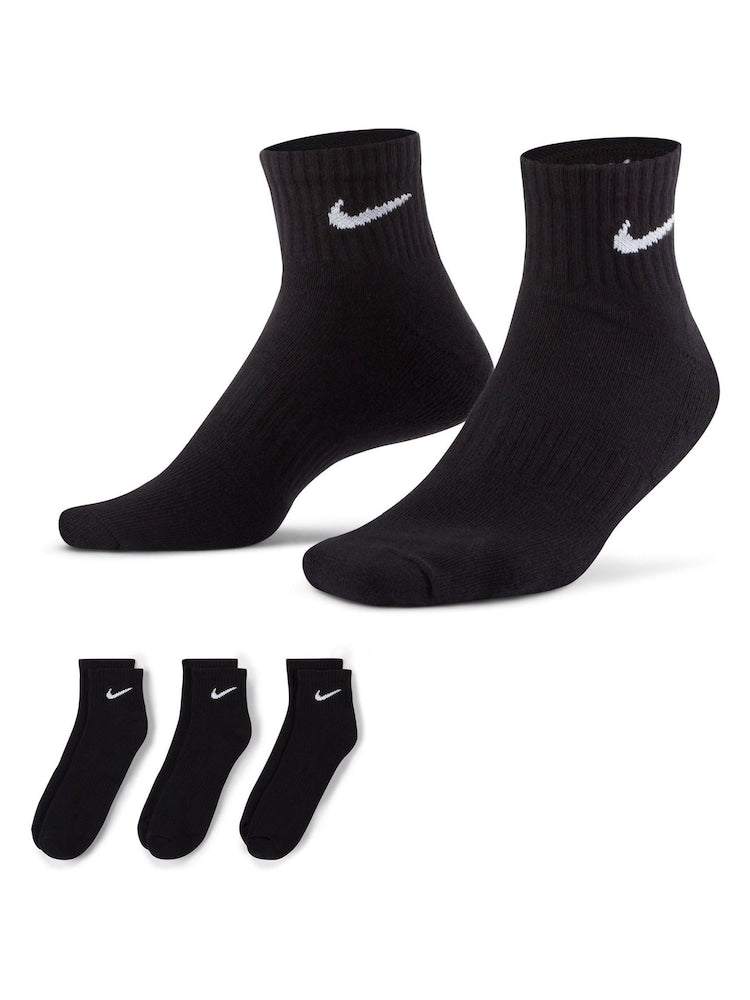 Nike Black Ankle Everyday Cushioned Crew Socks 3 Pack 🔌