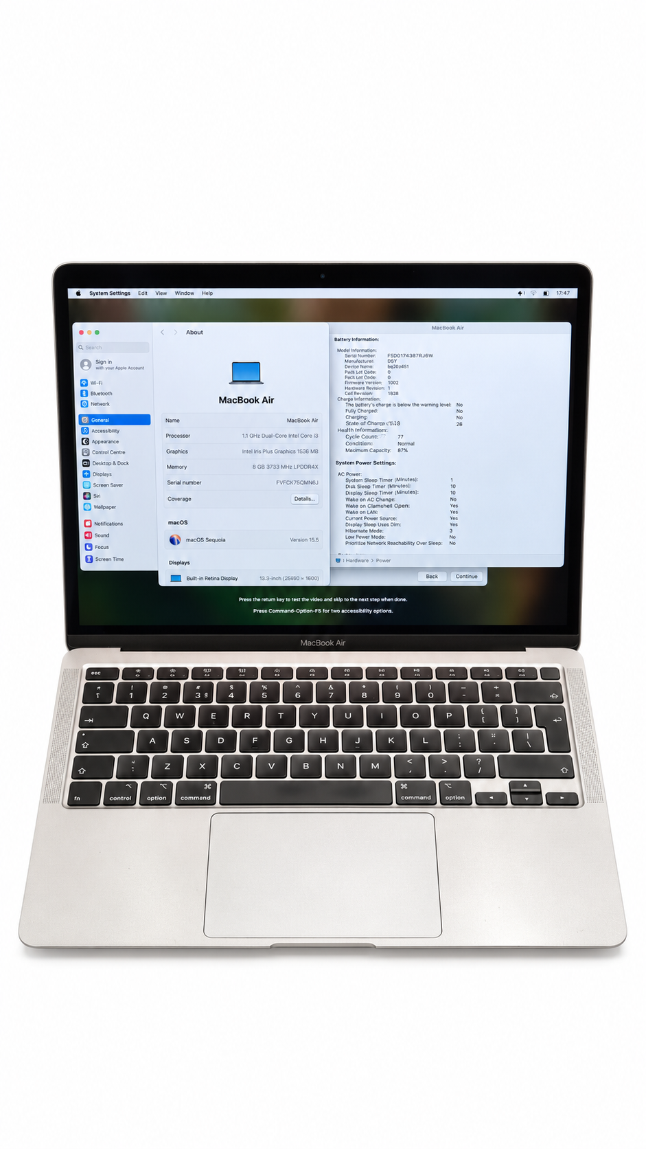 Apple MacBook Air 13.3" 2020 A2179 i5-1030NG7 8GB 512GB SSD Space Grey Touch ID
