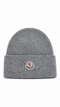 Moncler Grey Ribbed Cotton Beanie