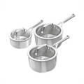 Ninja EverClad Stainless Steel 3-Piece Saucepan Set with Lids C93003EUI 🔌